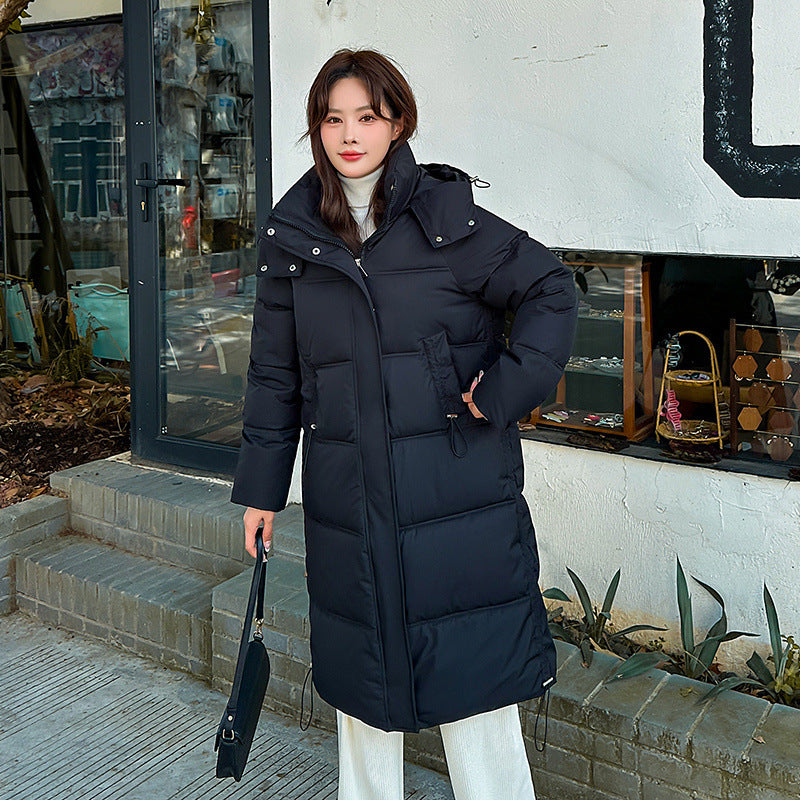 Thickened Down Loose Cotton Jacket Coat - Black / M
