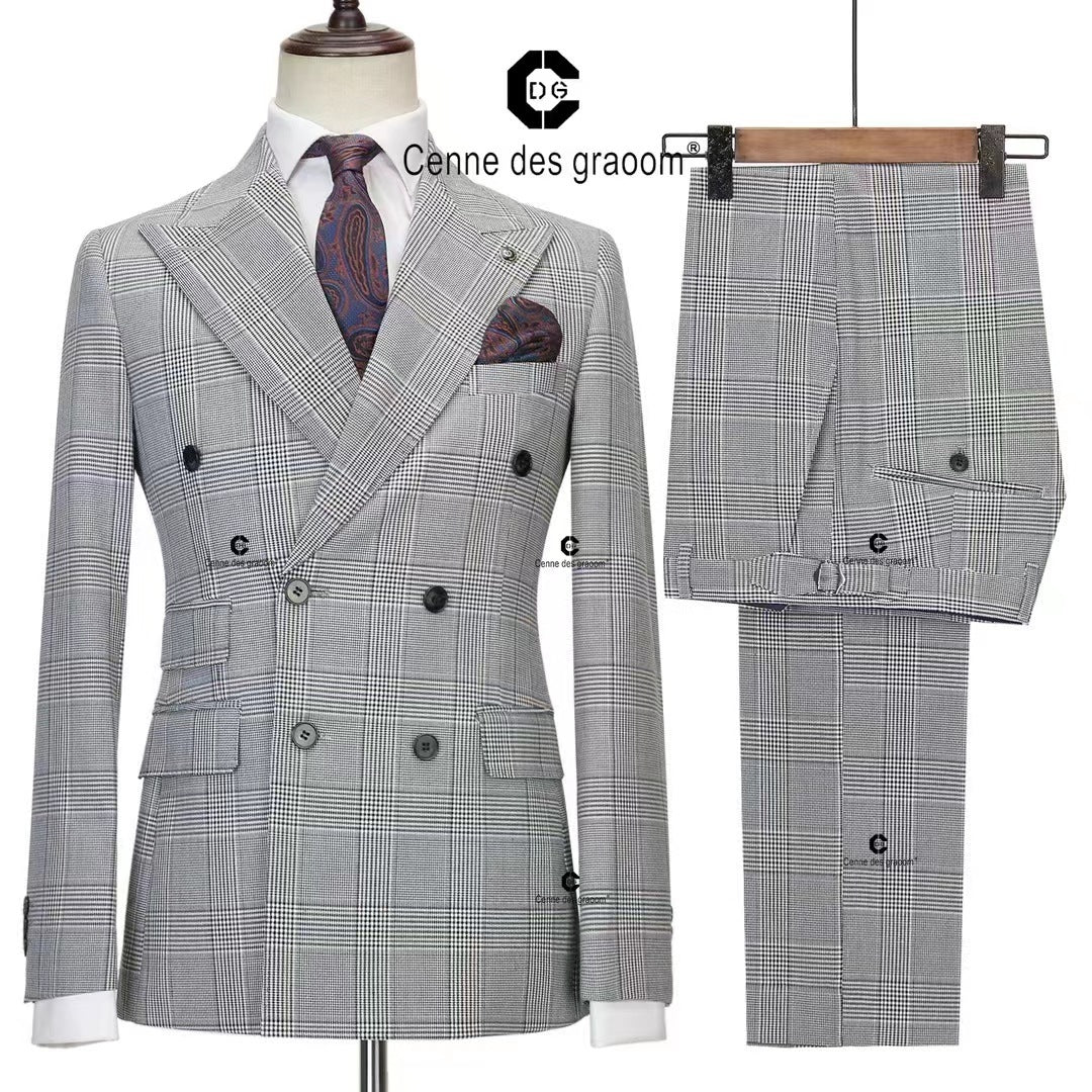 Contrast Color New Embroidered Letter Lapel Shirt Outfit Suit Two-piece Set - Gray / XS