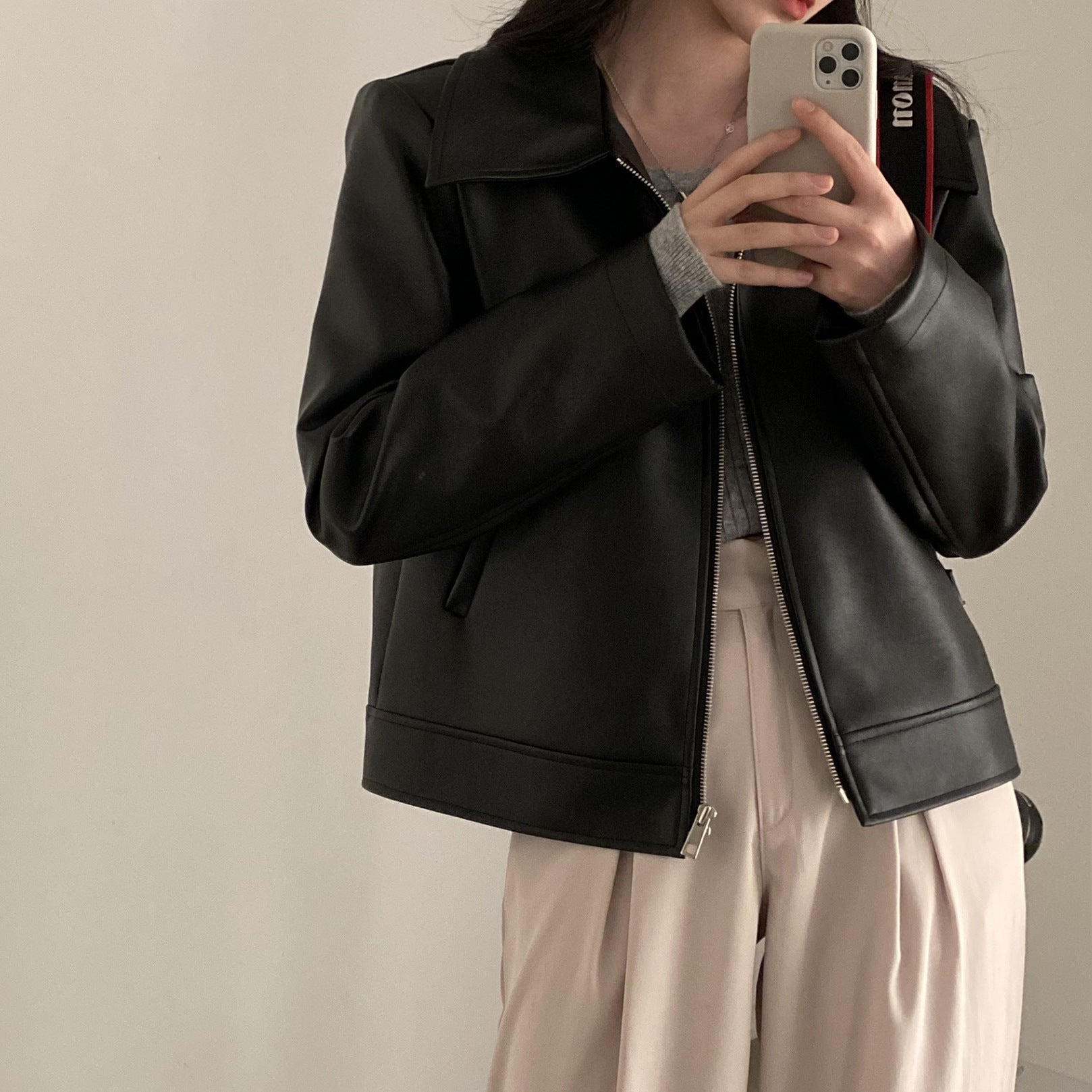 Handsome Cool Girl Versatile Motorcycle Jacket - Black / Free Size