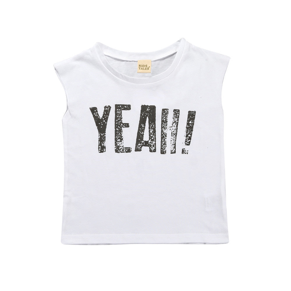 Children’s sleeveless t-shirt - White / 110cm