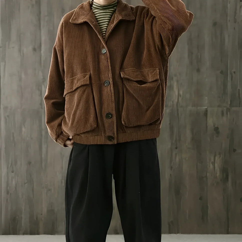 Corduroy Long-sleeved Shirt Men’s Plus Size Casual Jacket