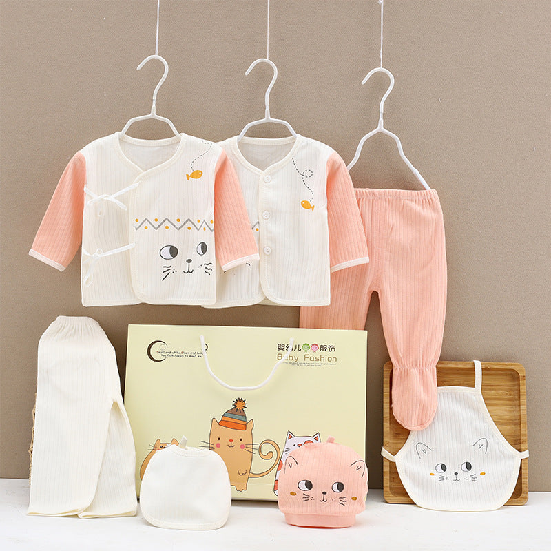 Cotton Baby Clothes Gift Box Set - Pink / Cat / 59cm