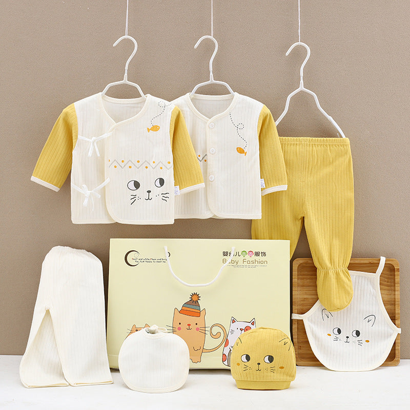 Cotton Baby Clothes Gift Box Set - Yellow / Cat / 59cm