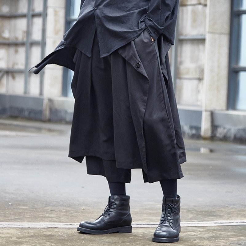 Casual pants ankle-length hakama pants - Black / One size
