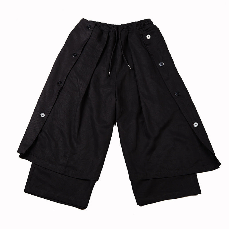 Casual pants ankle-length hakama pants - Black / One size
