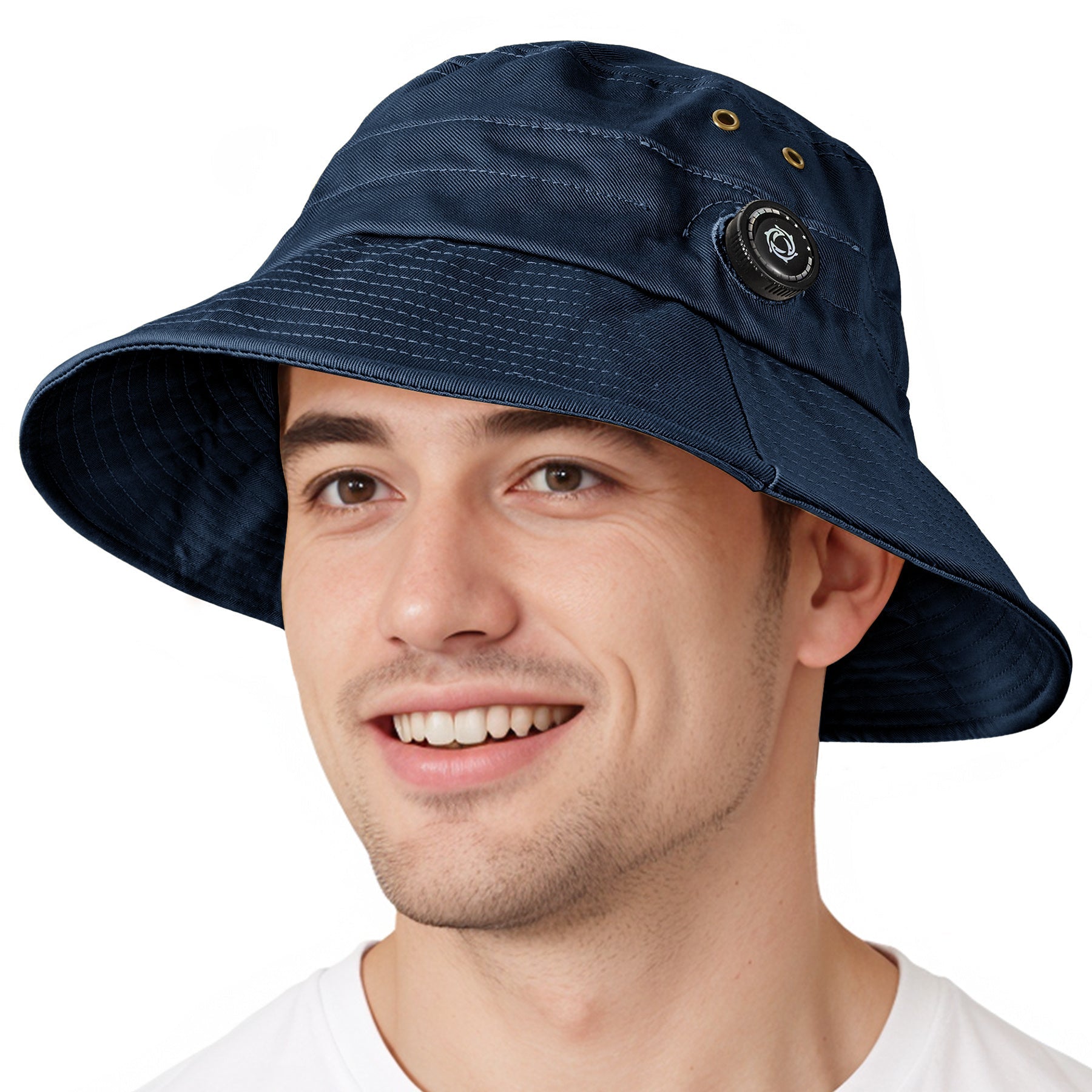 Cotton Bucket Hat For Men Women Adjustable Knob Sun Hat Wide Brim Fishing Hat For Walking Daily Outdoor - Blue - 5