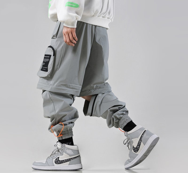 Workwear casual pants three-dimensional multi-pocket loose - Grey / XXL