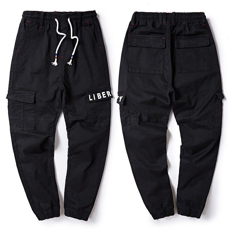 Four seasons elastic elastic elastic waist corset pants for men - Black / 7XL