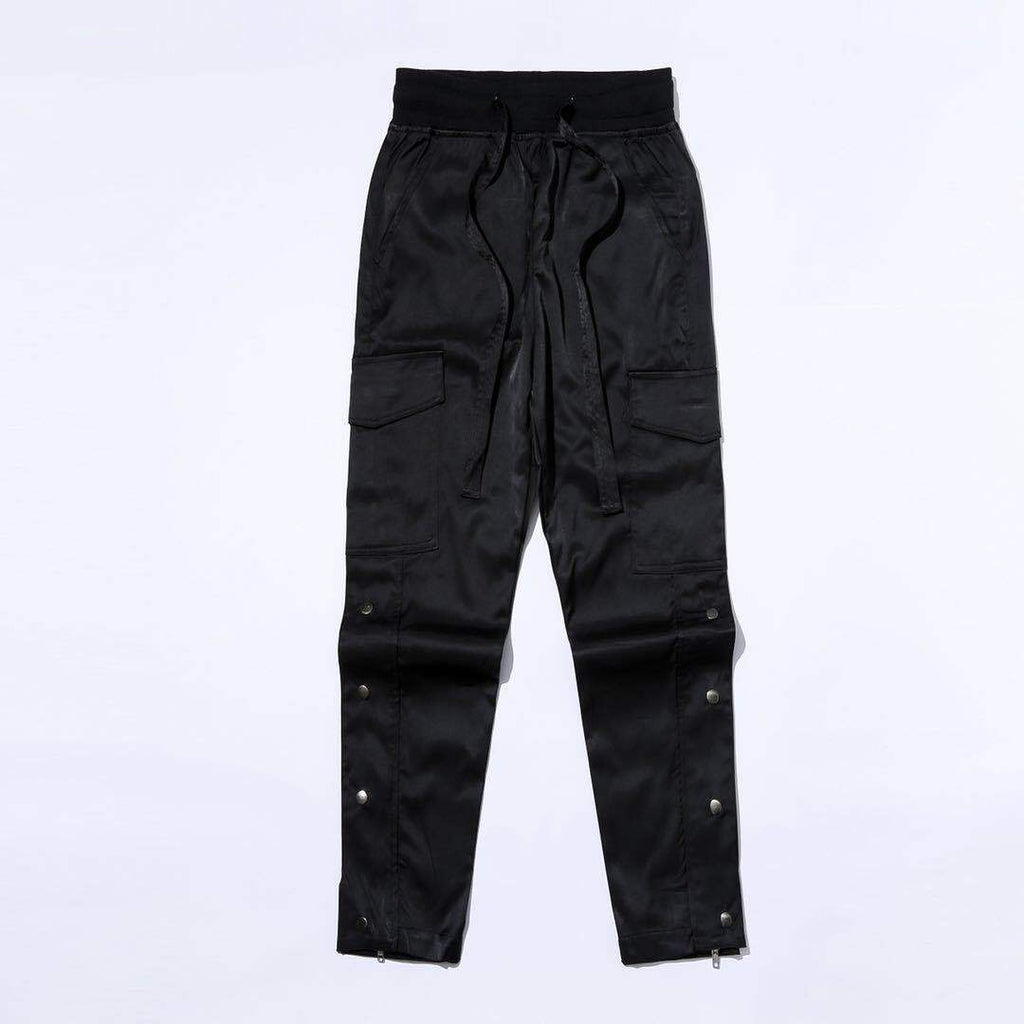 Men’s Velcro Buttoned Cargo Pants - Black / S