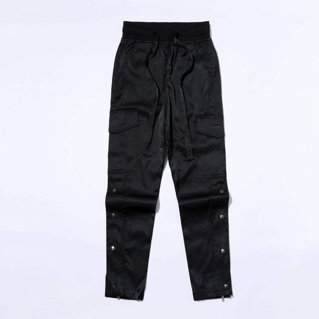 Men’s Velcro Buttoned Cargo Pants - Black / S