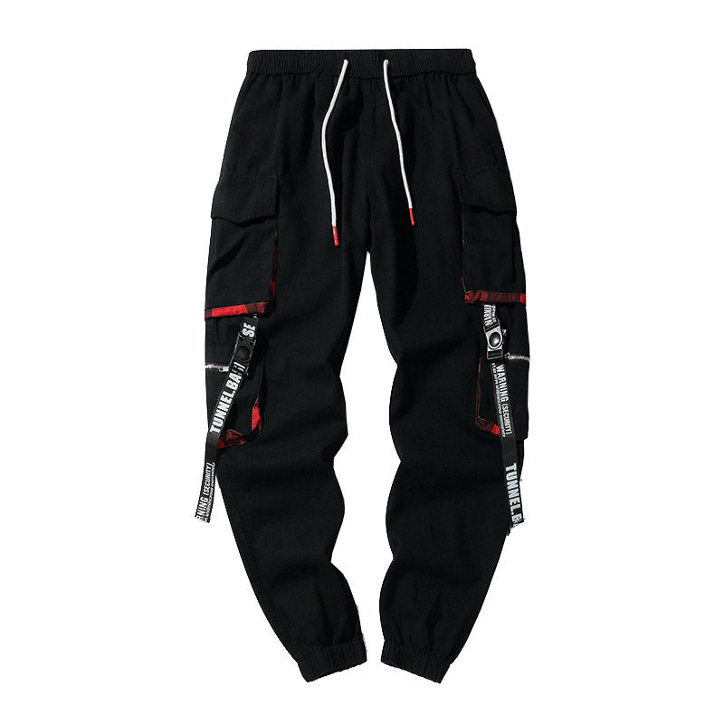 Autumn Hip-hop Thin Men’s Trendy Overalls - Black / L