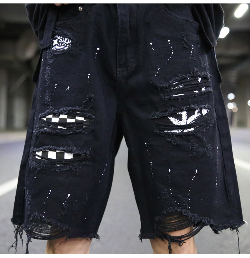 Loose denim shorts - Black / M