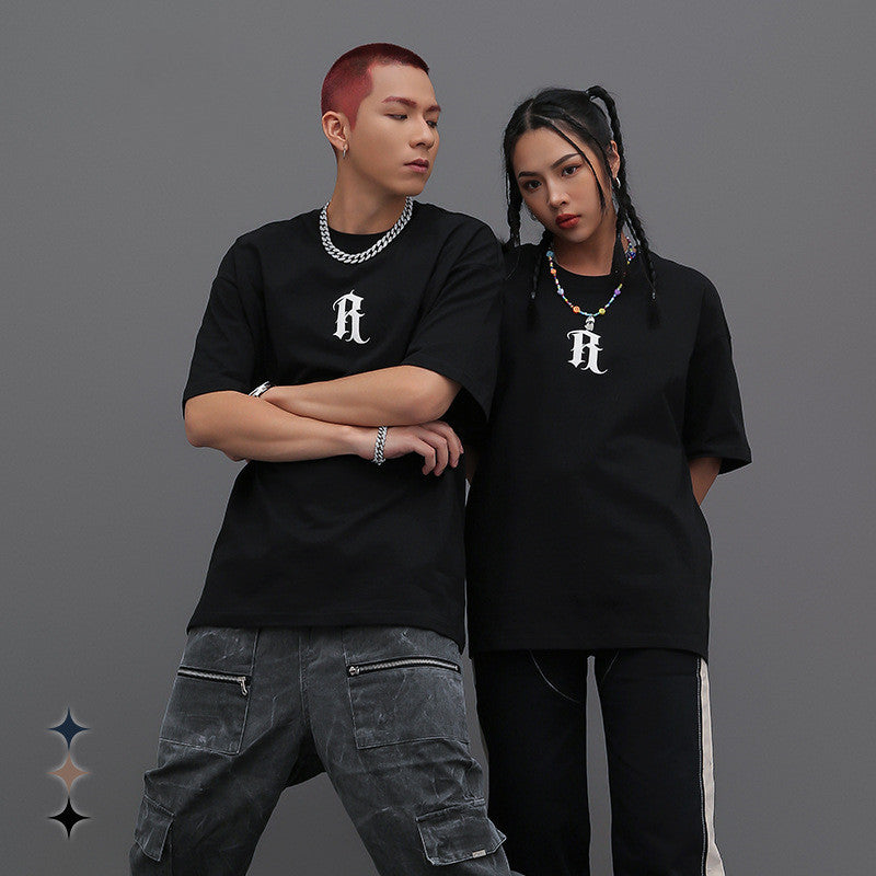 Drop Shoulder Men’s And Women’s Printed Short Sleeve