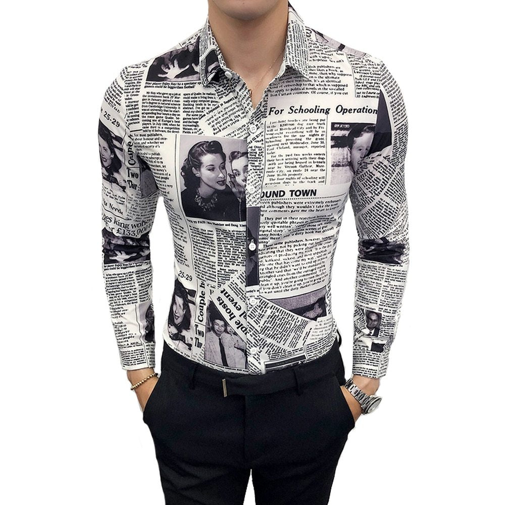 Men’s long-sleeved floral shirt