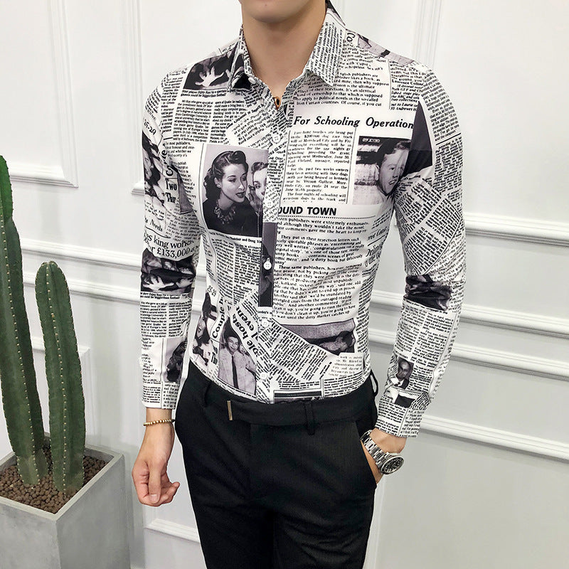 Men’s long-sleeved floral shirt - CS57 / XL