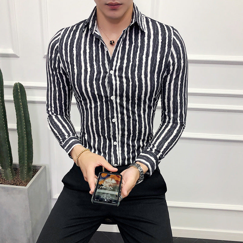Men’s long-sleeved floral shirt - CS70 black / XL
