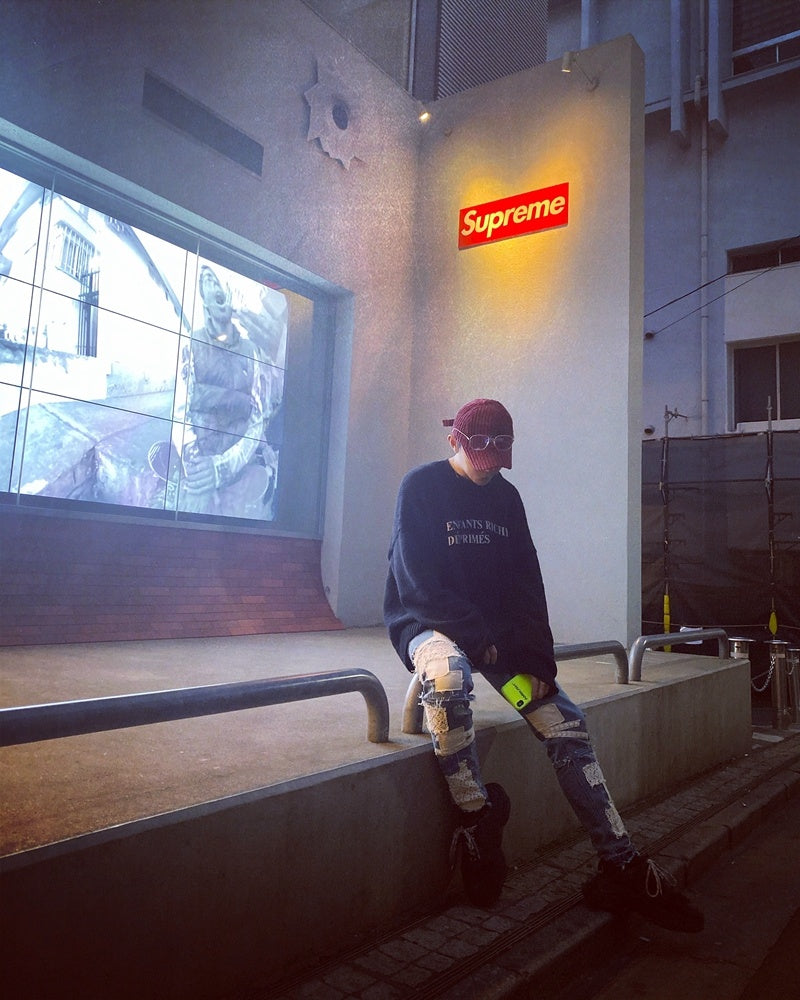Men’s Dismantling Patch Lace Destroyed Old Slim-fitting Pants