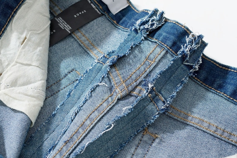 Men’s Dismantling Patch Lace Destroyed Old Slim-fitting Pants