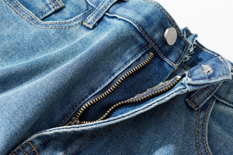Men’s Dismantling Patch Lace Destroyed Old Slim-fitting Pants