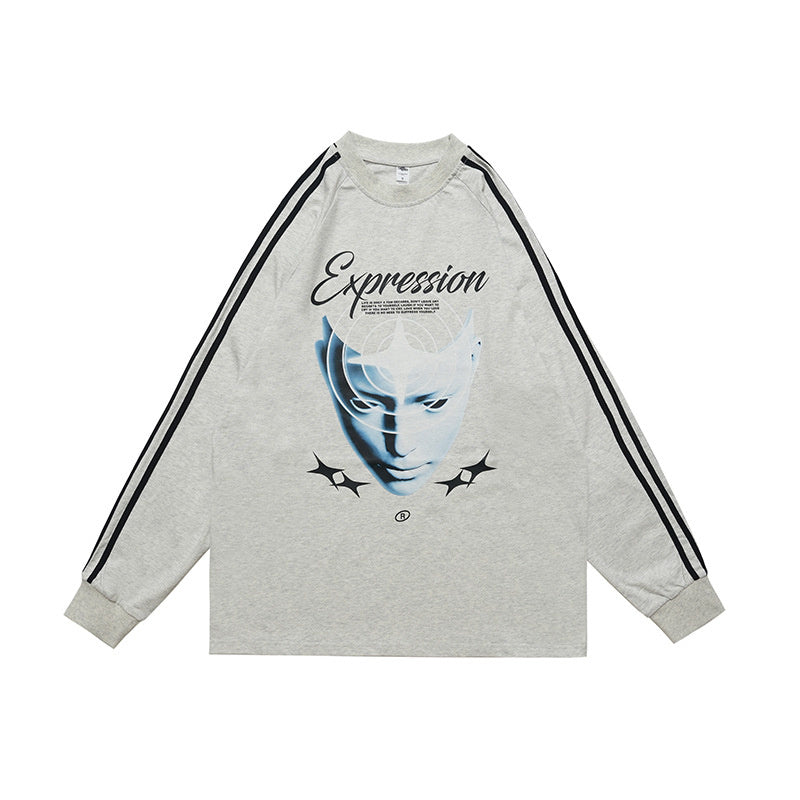 Heavy Pure Cotton Portrait Letter Printed Loose Long Sleeves