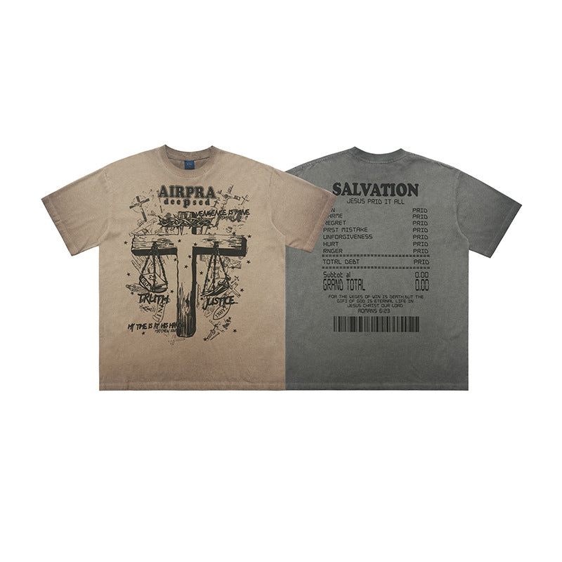 Printed Cotton Short-sleeved T-shirt Men’s And Women’s Bottoming Shirt Autumn And Winter