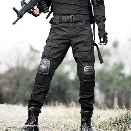 Four Seasons Military Tactical Pants CP Camouflage Black Python Pattern Frog Pants Overalls - B / 28