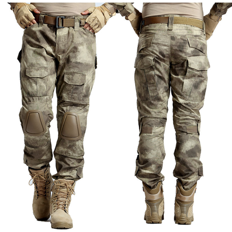 Four Seasons Military Tactical Pants CP Camouflage Black Python Pattern Frog Pants Overalls - D / 28