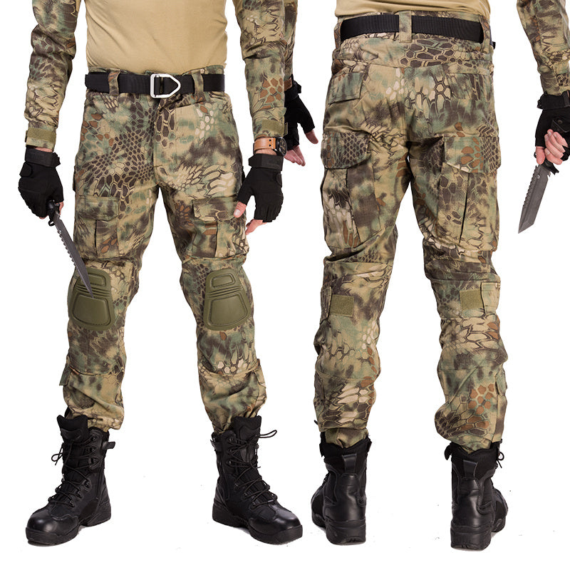 Four Seasons Military Tactical Pants CP Camouflage Black Python Pattern Frog Pants Overalls - G / 28