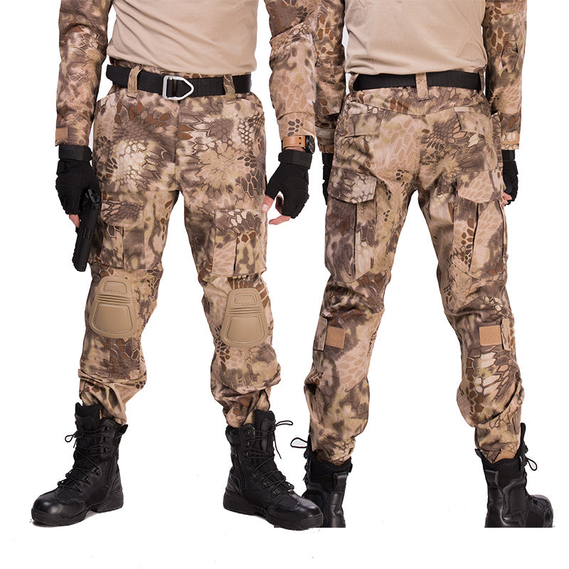 Four Seasons Military Tactical Pants CP Camouflage Black Python Pattern Frog Pants Overalls - H / 28