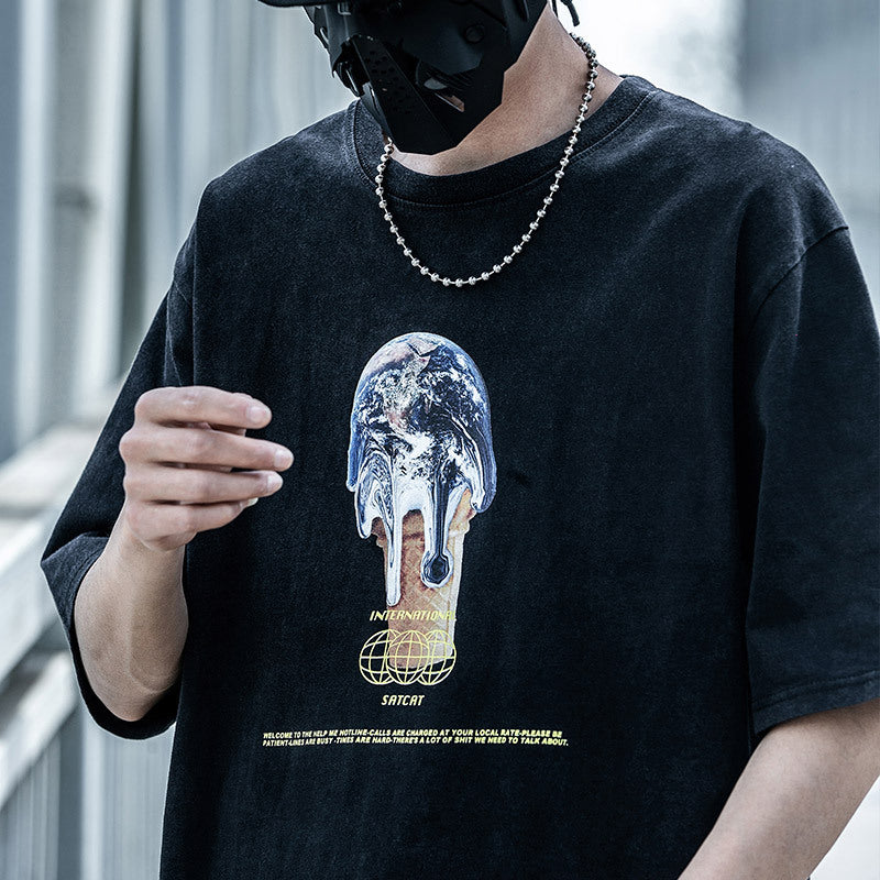 Creative printing short sleeves - Black / XXL