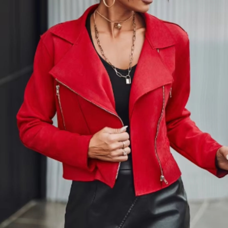 European And American Fashion Women’s Wear Suede Motorcycle Jacket