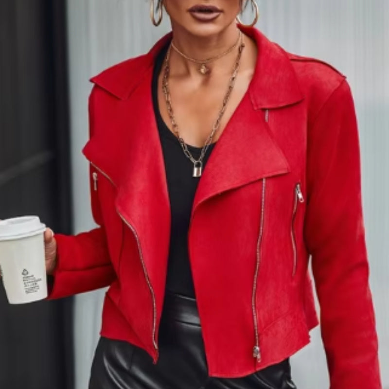 European And American Fashion Women’s Wear Suede Motorcycle Jacket