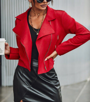 European And American Fashion Women’s Wear Suede Motorcycle Jacket