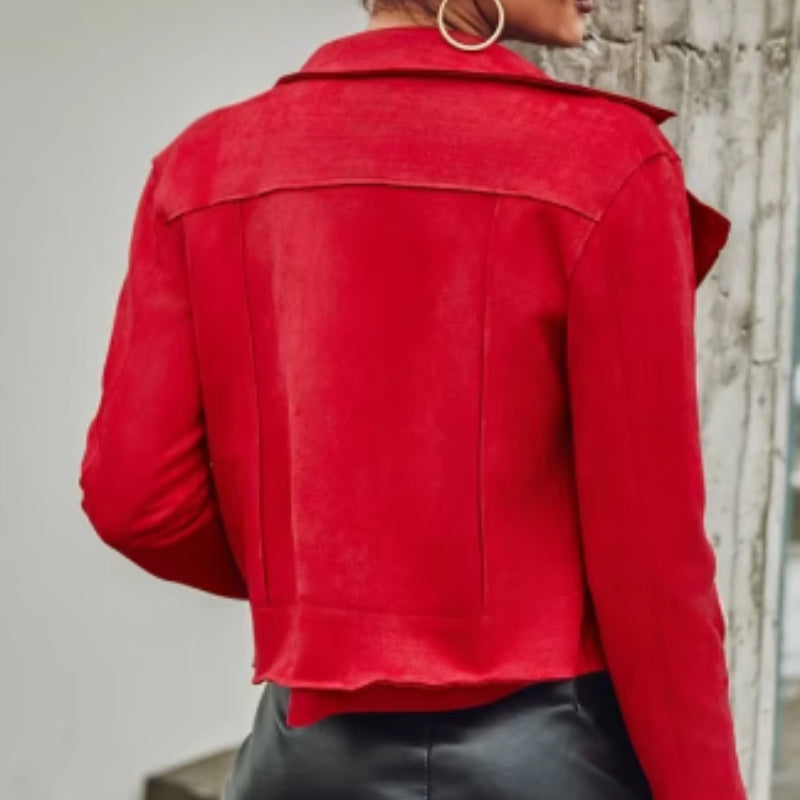 European And American Fashion Women’s Wear Suede Motorcycle Jacket