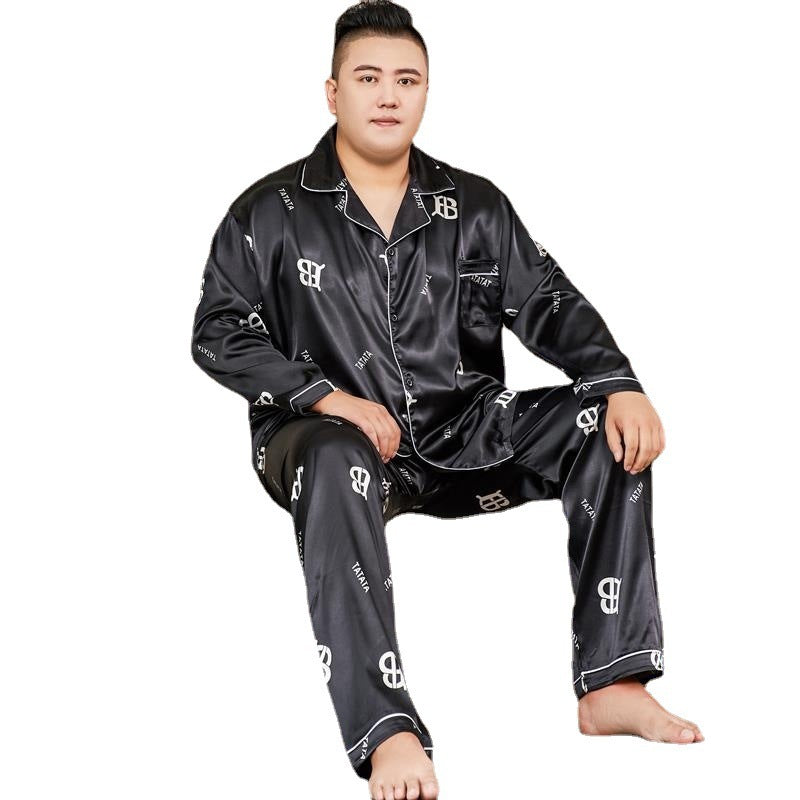 Cut Flower Fat Men’s Pajamas Extra Ice Silk