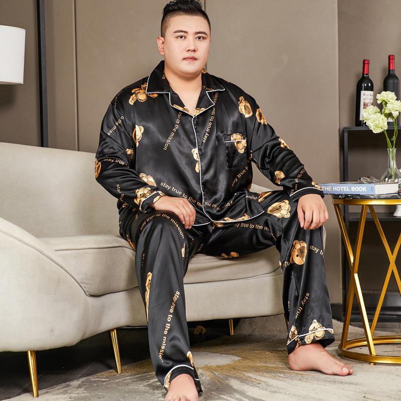 Cut Flower Fat Men’s Pajamas Extra Ice Silk