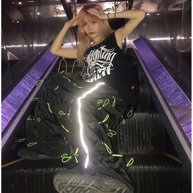 Casual reflective leg pants