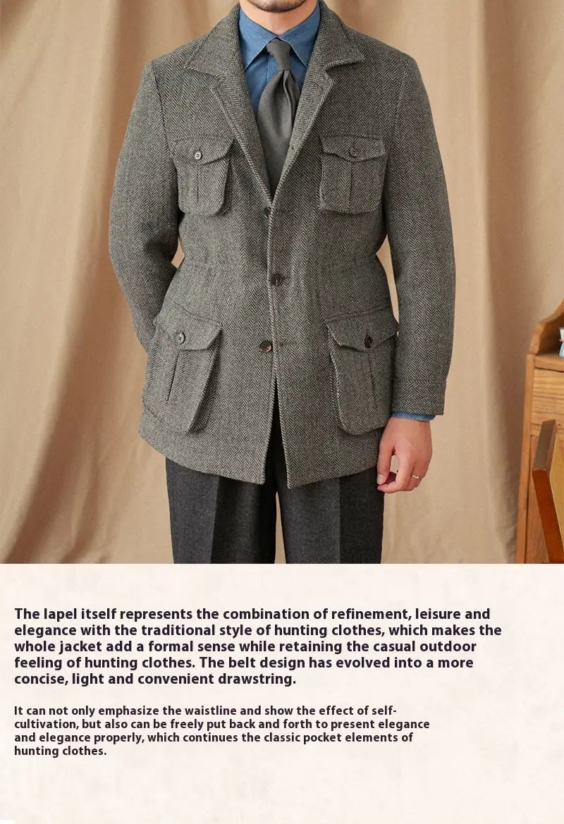 Collar Safari Jacket Jacket Commuter Business Keep Warm And Handsome Jacket Men
