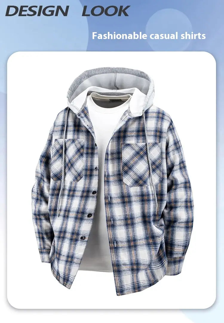 Hooded Men’s And Women’s Same Plaid Shirt Spring And Autumn
