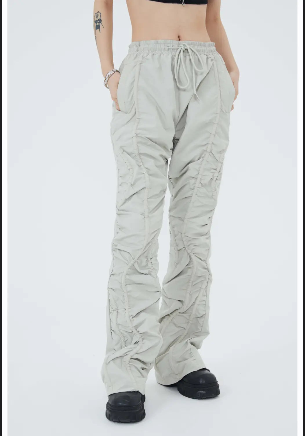 Men’s Pleated Straight Tube Loose Street High Street Sports Casual Pants