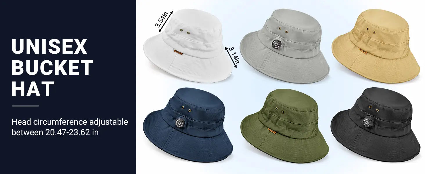 Cotton Bucket Hat For Men Women Adjustable Knob Sun Hat Wide Brim Fishing Hat For Walking Daily Outdoor