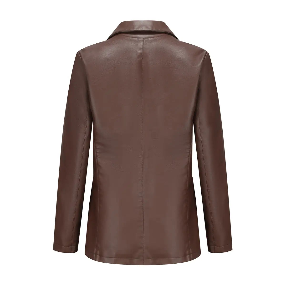 Single Button Commute Leisure Solid Color Leather Coat