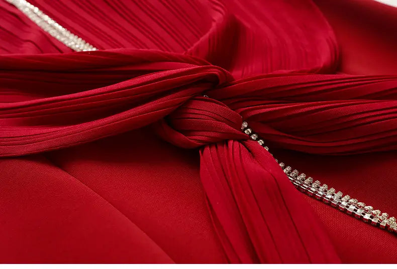Slim Waist Length Skirt Red