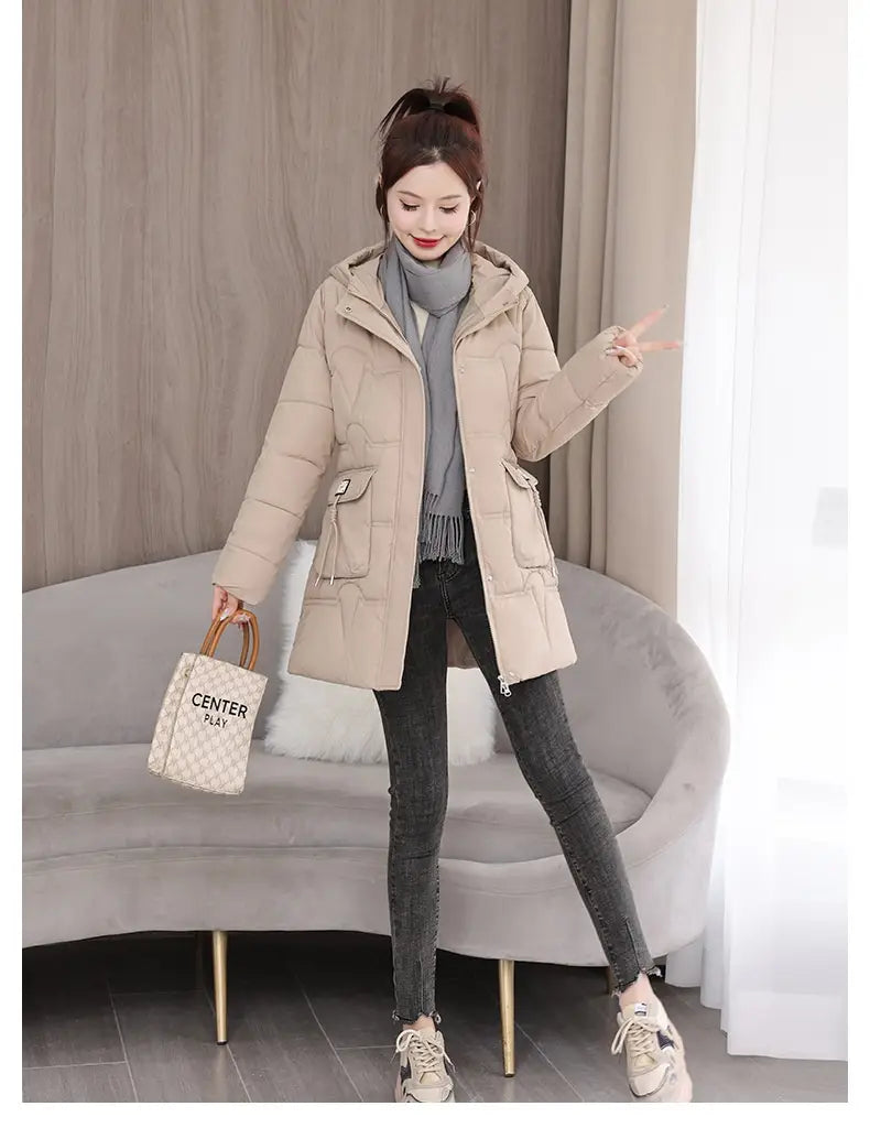 Hooded Down Coat Mid-length Thickened