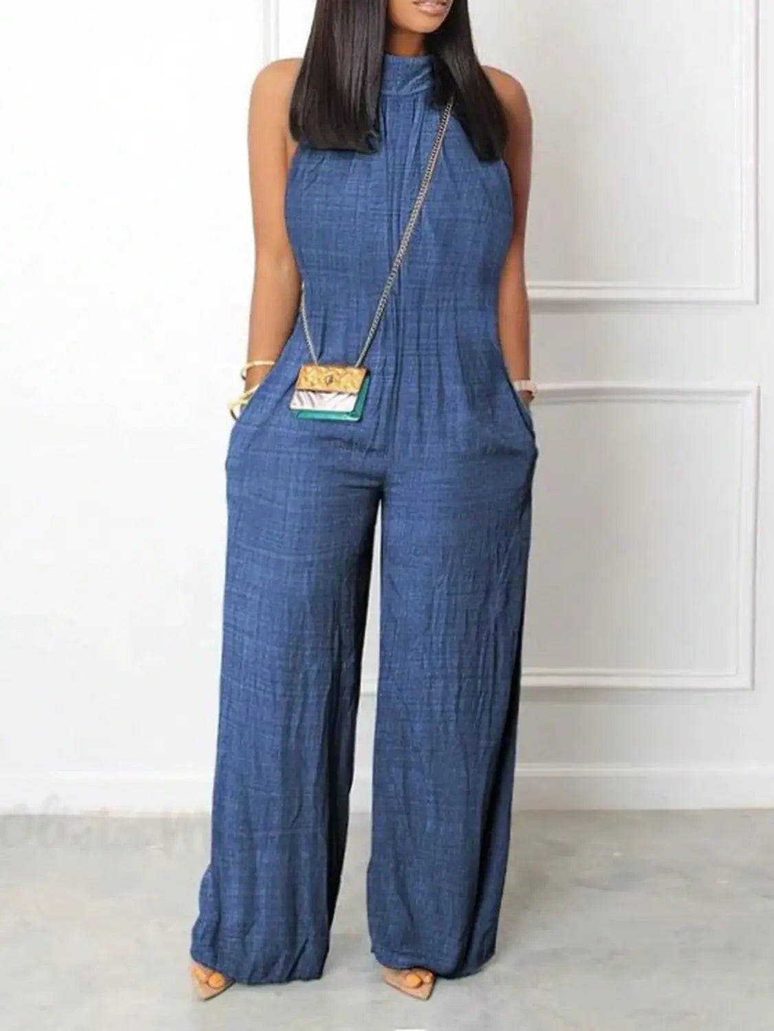Sleeveless Halter Ruffled Young Women’s Jumpsuit