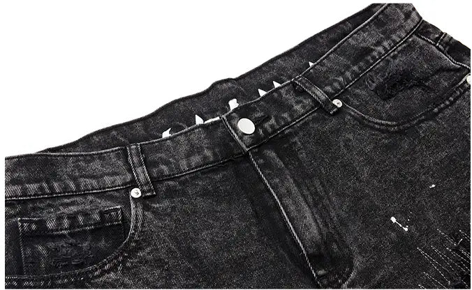 High Street Patch Ripped Washed Distressed Men’s Denim Shorts