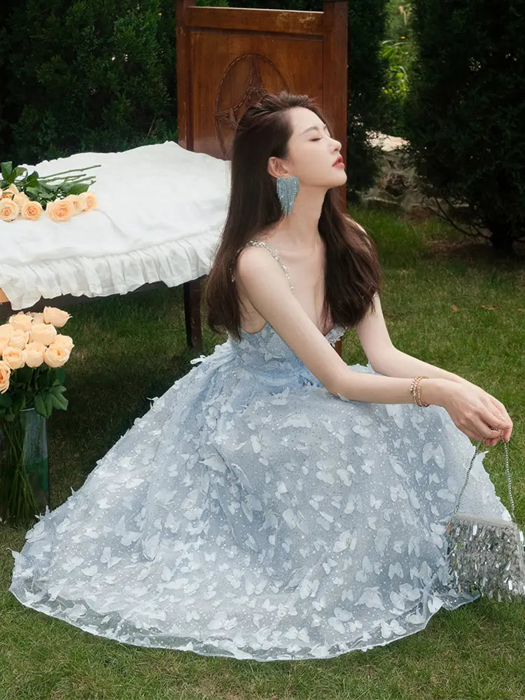 Women’s Crystal Suspender Birthday Engagement Cocktail Dress