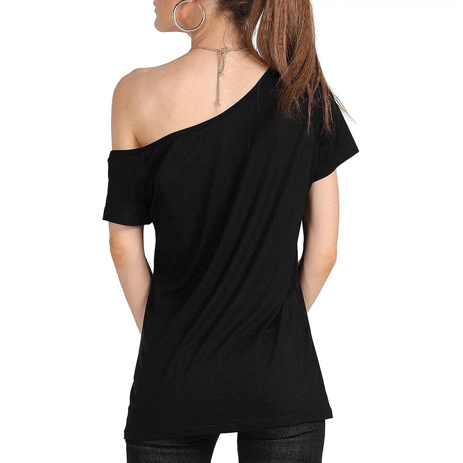 Women’s Loose Shoulder Versatile Printed T-shirt