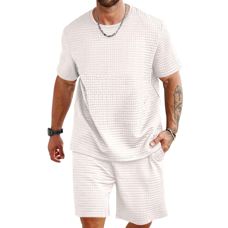 Sports Casual Suit Solid Color Round Neck T-shirt Shorts