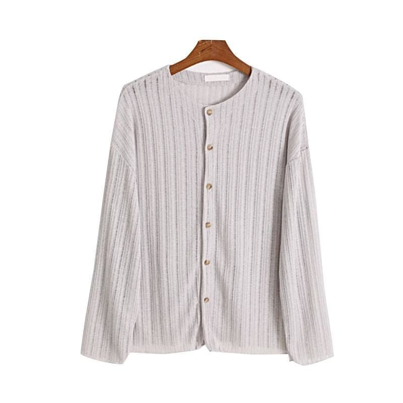 Solid Color Hollow Round Neck Hollow Cardigan